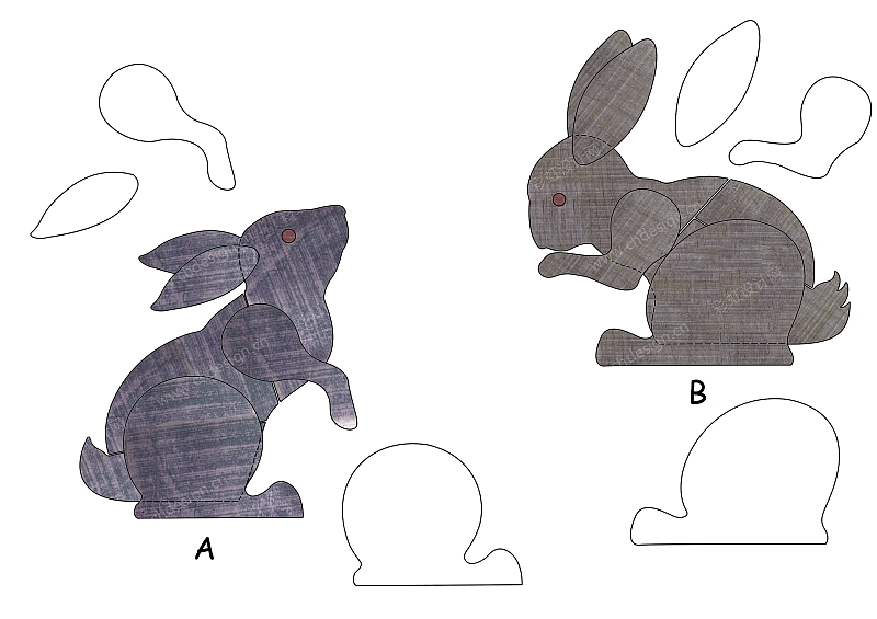 花园动物造型仿旧木拼板效果-兔子