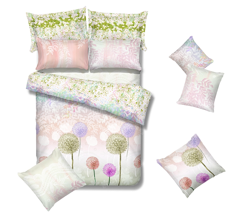 家纺设计 手绘效果的床品件套面料图案 ab版2个花型 适合133*72活性