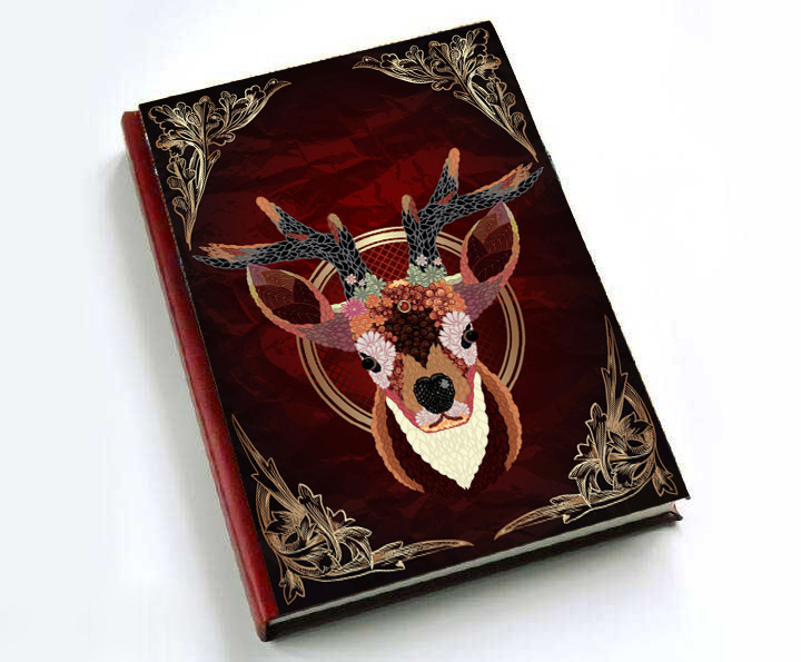 彩虹设计网 设计案例 仿皮笔记本唯美风高浮雕图案设计 收藏点赞作品