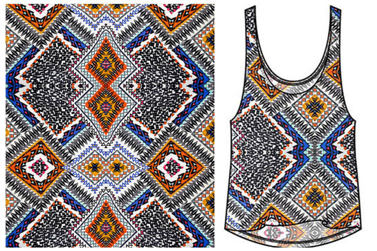 服装民族风花型图案数码印花