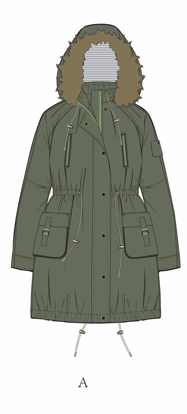 冬款连帽风衣棉服