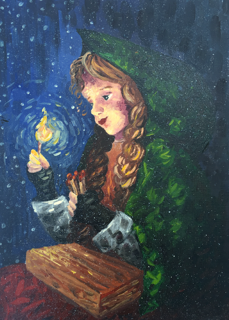 卖火柴的小女孩插画