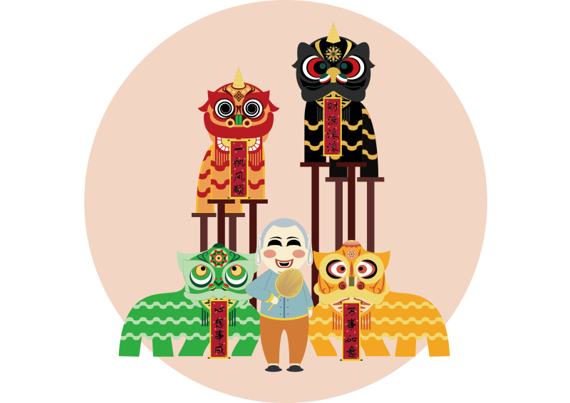 中国风舞狮创意文创设计
